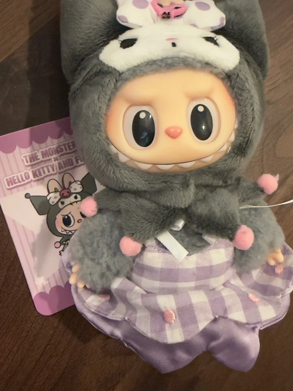 Pop Mart The Monsters x Hello Kitty and Friends Kuromi Gray Plush Keychain